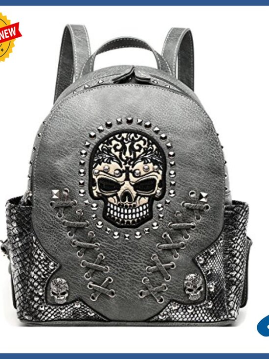 Large PU Leather Backpack with Wallet Set, Studded Punk Style Daypack main image 7
